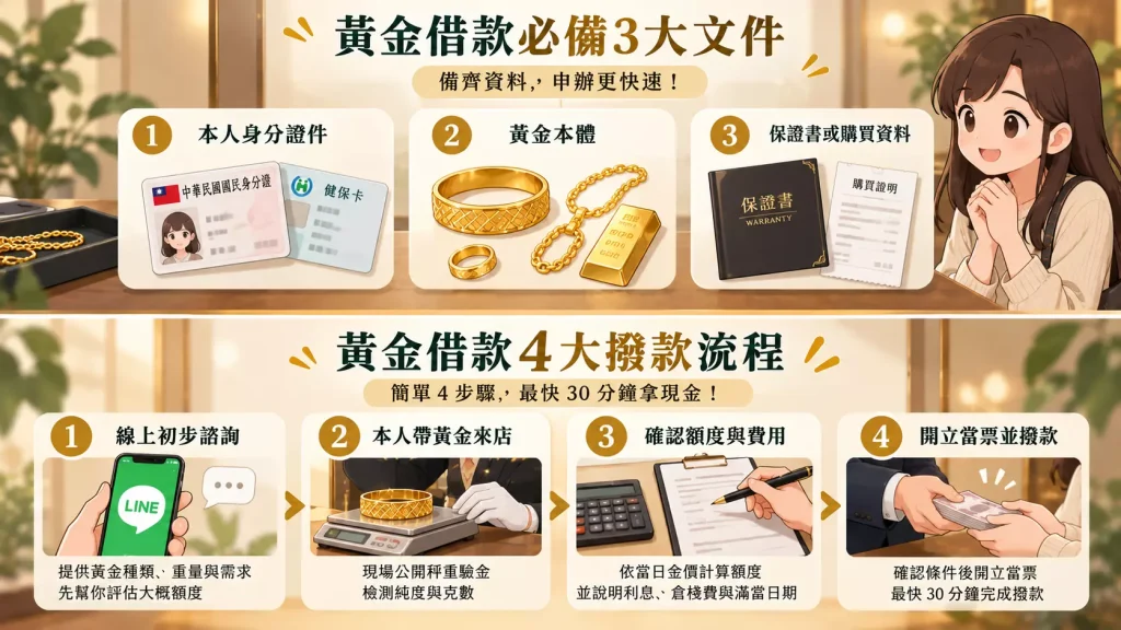 申辦當鋪黃金借款必備文件與 4 大撥款流程