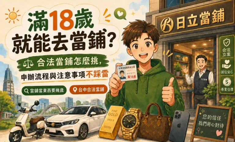 滿18歲就能去當鋪？合法當鋪怎麼挑，申辦流程與注意事項不踩雷